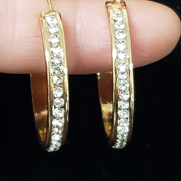 Women's hoop rhinestone earrings - Picture 8 of 8